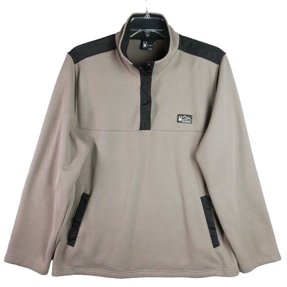 Spyder Active Jacket Mens Size XL Tan Brown Woven Insulated Fleece Lined Zip Ski - Picture 1 of 13